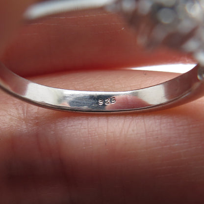 925 Sterling Silver Real Round-Cut Smoky Quartz & C Z Ring Size 7.25