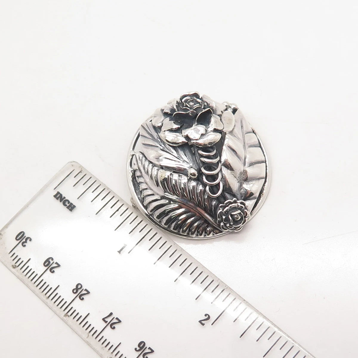 925 Sterling Silver Vintage Floral Leaf Pin Brooch