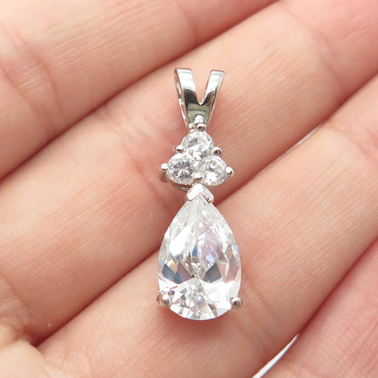 925 Sterling Silver C Z Teardrop Slide Pendant