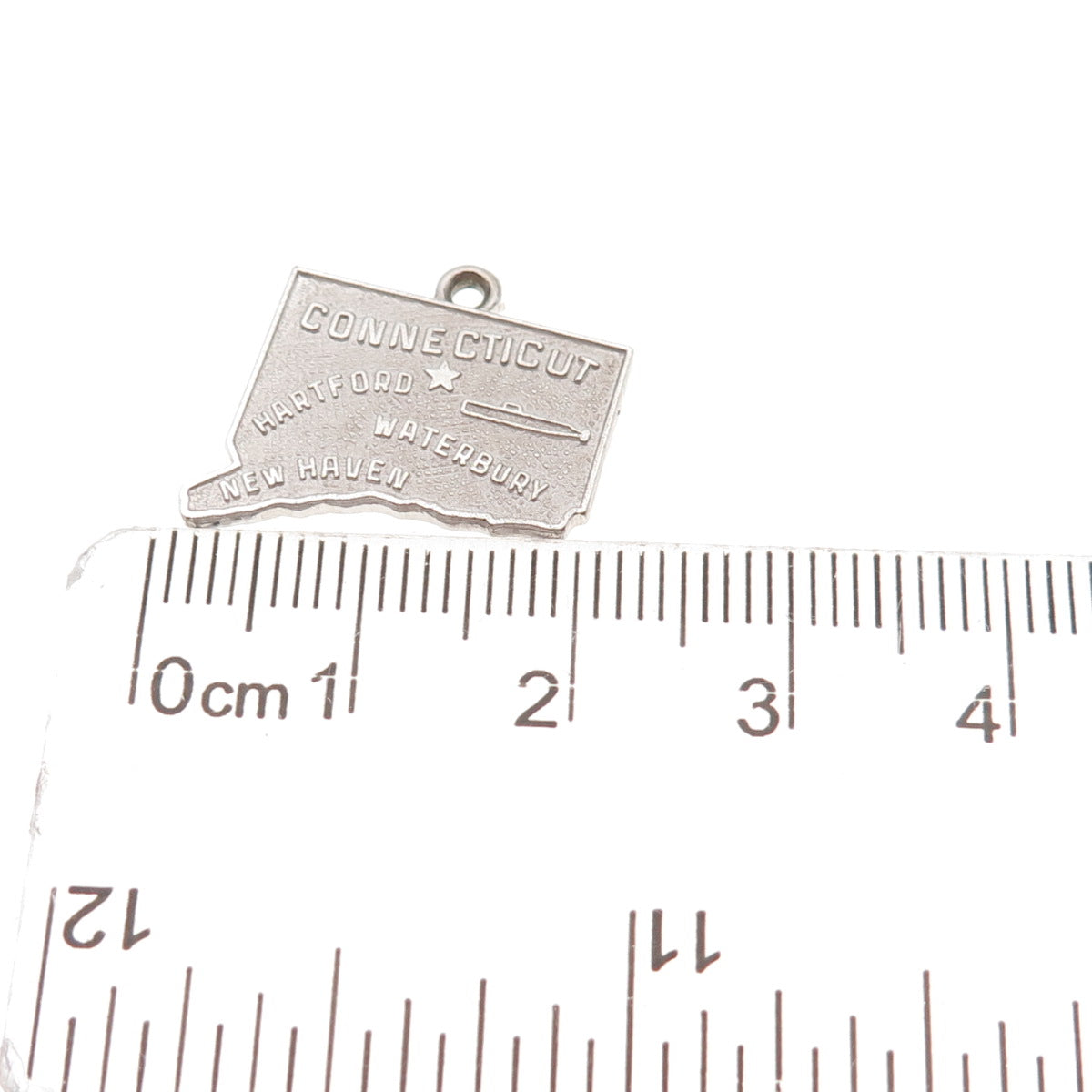 Kinney 925 Sterling Silver Vintage Connecticut State Map Mini Charm Pendant