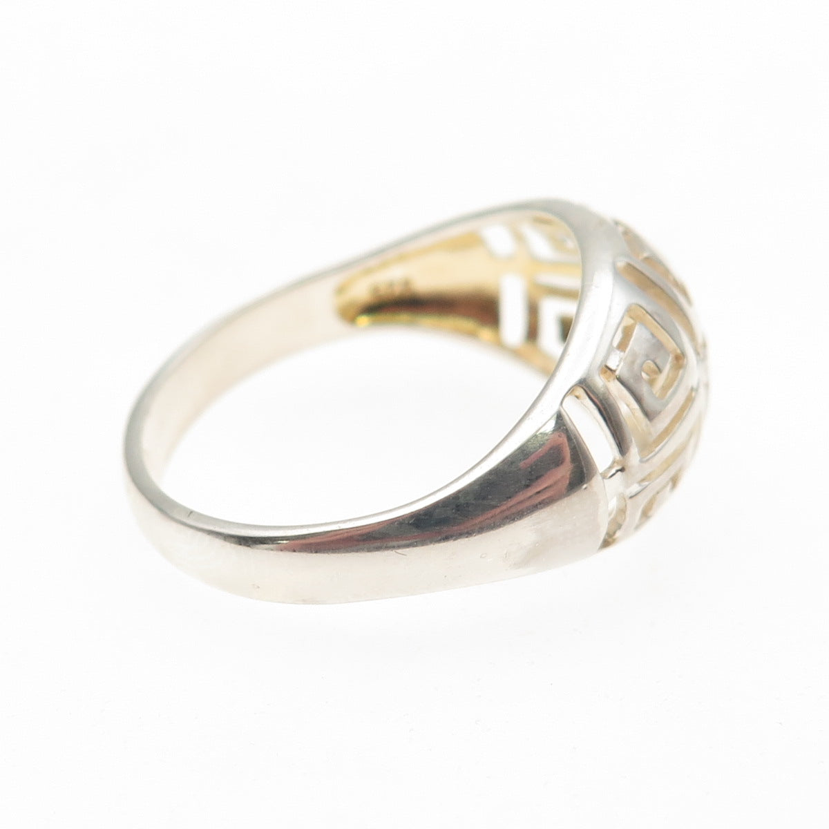 RJ GRAZIANO 925 Sterling Silver Greek Maze Dome Ring Size 10.25