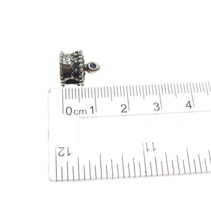 OHM 925 Sterling Silver Round-Cut Purple C Z June Birthday Cake Bead Charm