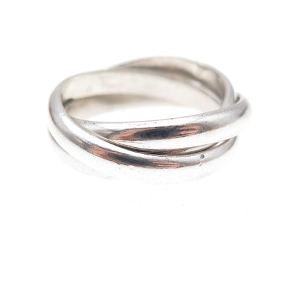 925 Sterling Silver Vintage Interlocked Trinity Band Ring Size 5.5