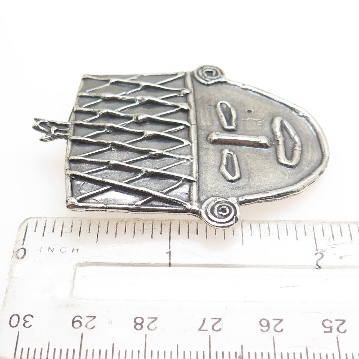 LOUIS KROLL 925 Sterling Silver Vintage 1989 African Mask Ethnic Pendant