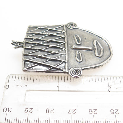LOUIS KROLL 925 Sterling Silver Vintage 1989 African Mask Ethnic Pendant