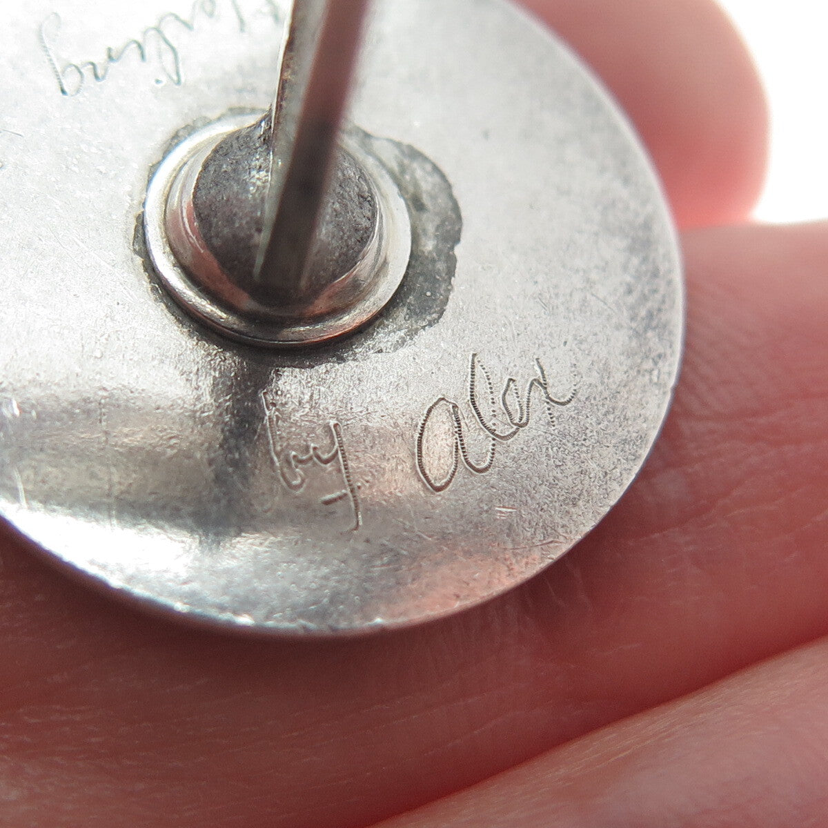 BY ALEX 925 Sterling Silver Vintage Modernist Nugget Oxidized Cufflinks