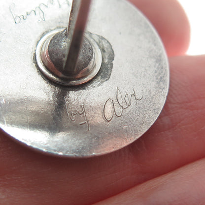 BY ALEX 925 Sterling Silver Vintage Modernist Nugget Oxidized Cufflinks