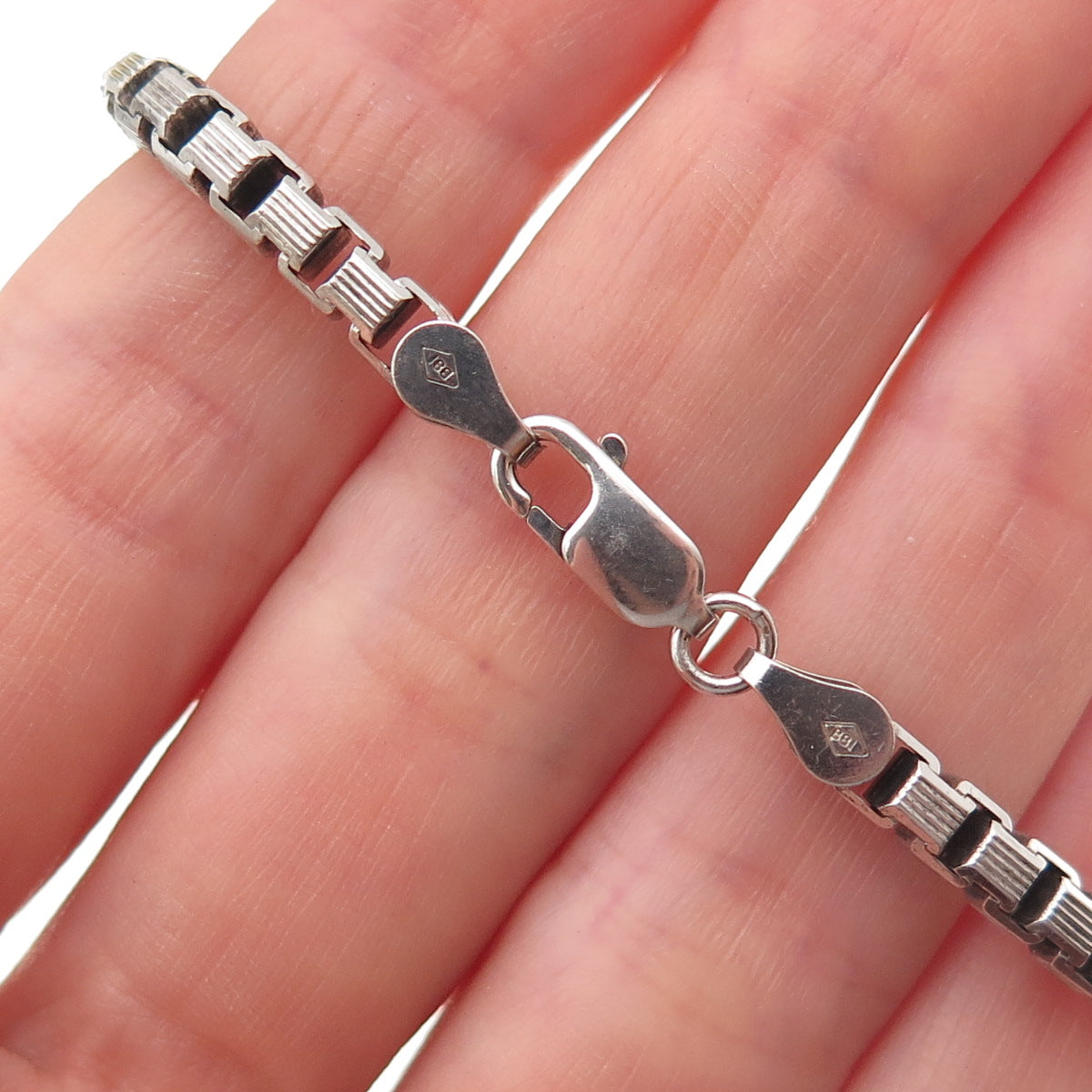 925 Sterling Silver Vintage Italy Venetian / Box Link Bracelet 7.75"
