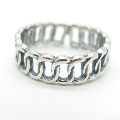 925 Sterling Silver Vintage Interlocked Rolo Link Band Ring Size 6.25