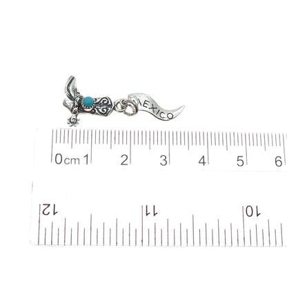 PACIFIC JEWELRY Old Pawn 925 Sterling Turquoise Mexico Cowboy Shoe Mini Pendant