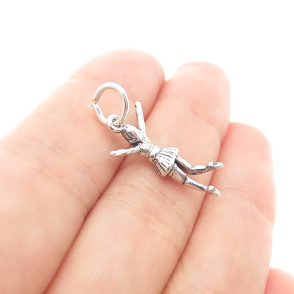 925 Sterling Silver Vintage Cheerleader Minimalist 3D Charm Pendant