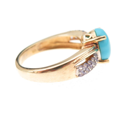 Chuck Clemency 925 Sterling Gold Plated Real Turquoise Tanzanite Ring Size 8.25