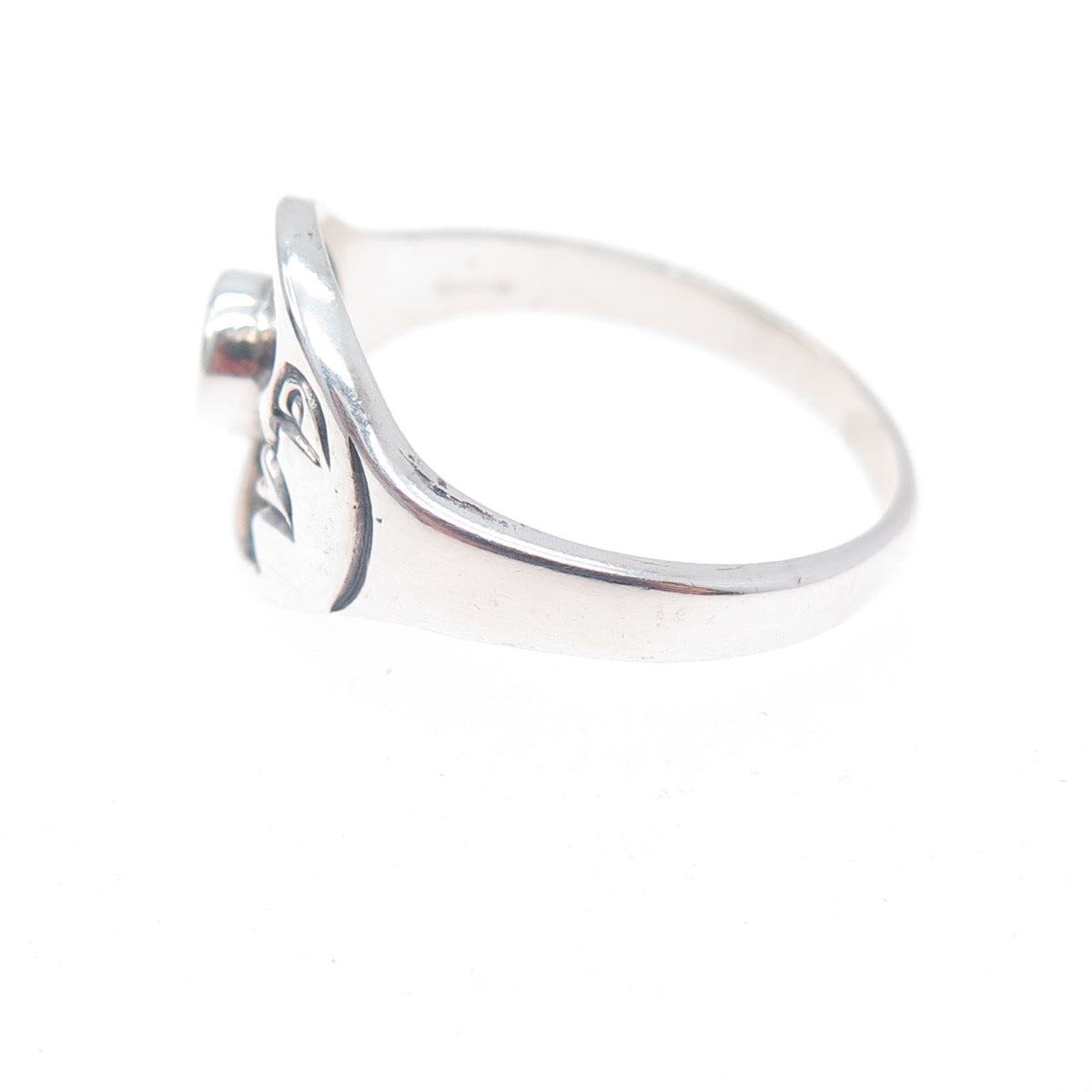 925 Sterling Silver Vintage Enamel Yin Yang Crescent Moon Ring Size 6.5