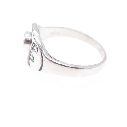 925 Sterling Silver Vintage Enamel Yin Yang Crescent Moon Ring Size 6.5