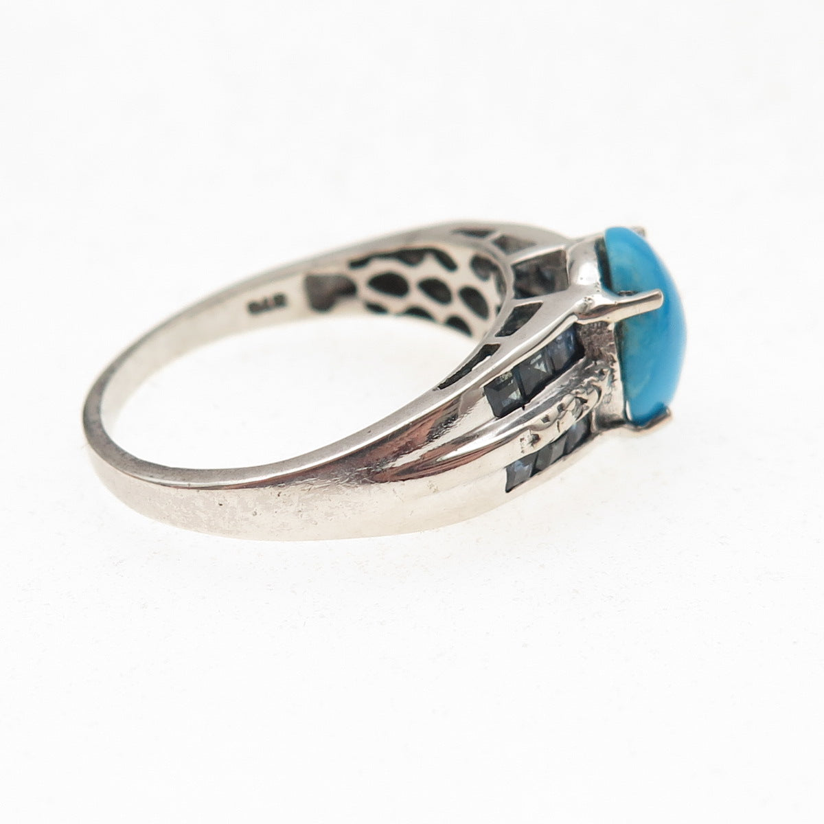 Chuck Clemency 925 Sterling Silver Real Diamond Turquoise Sapphire Ring Size 10