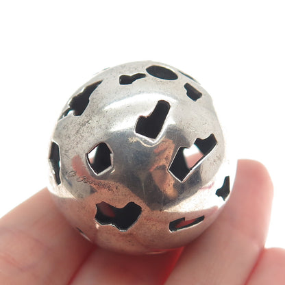 CARME 925 Sterling Silver Vintage Modernist Hollow Ball Bead Slide Pendant