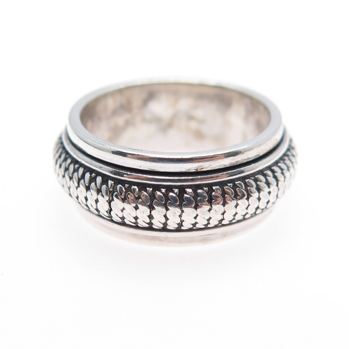 GeoArt 925 Sterling Silver Vintage Oxidized Rotating Band Ring Size 6