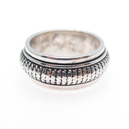 GeoArt 925 Sterling Silver Vintage Oxidized Rotating Band Ring Size 6