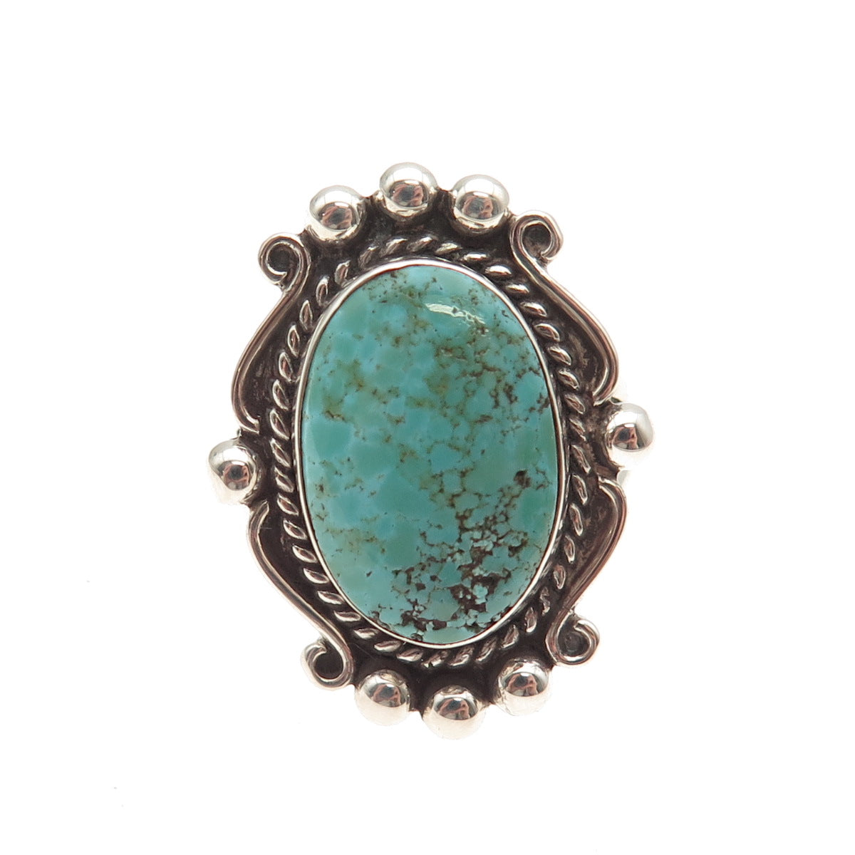 Old Pawn 925 Sterling Silver Vintage Southwestern Turquoise Tribal Ring Size 6