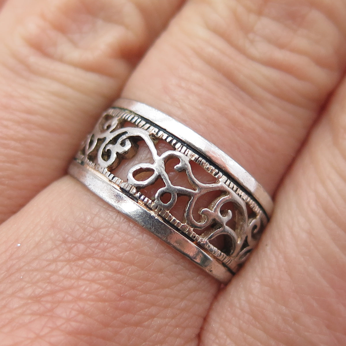CHARLES WINSTON 925 Sterling Silver Vintage Swirl Ring Size 8.25