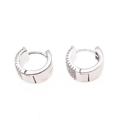 925 Sterling Silver Round-Cut C Z Hoop Earrings
