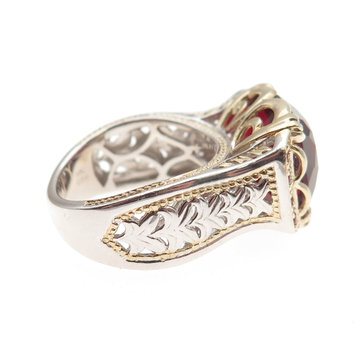 MICHAEL VALITUTTI Gems En Vogue 925 Sterling 2-Tone Garnet & Ruby Ring Size 7.25