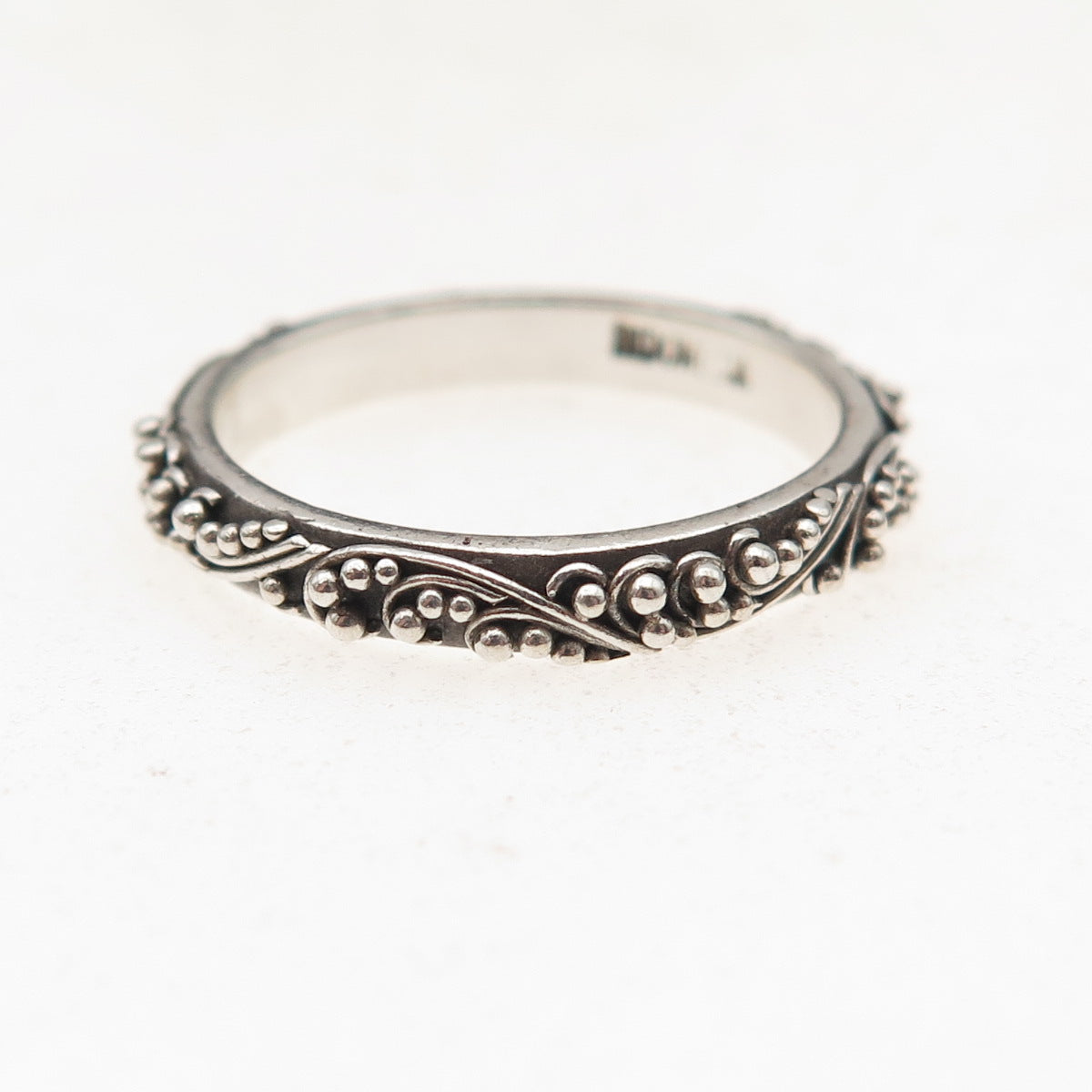 Lois Hill 925 Sterling Silver Vintage Granulated Scroll Band Ring Size 7.25