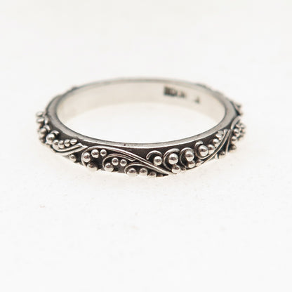 Lois Hill 925 Sterling Silver Vintage Granulated Scroll Band Ring Size 7.25