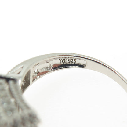 925 Sterling Silver Radiant-Cut C Z Engagement Ring Size 7.25