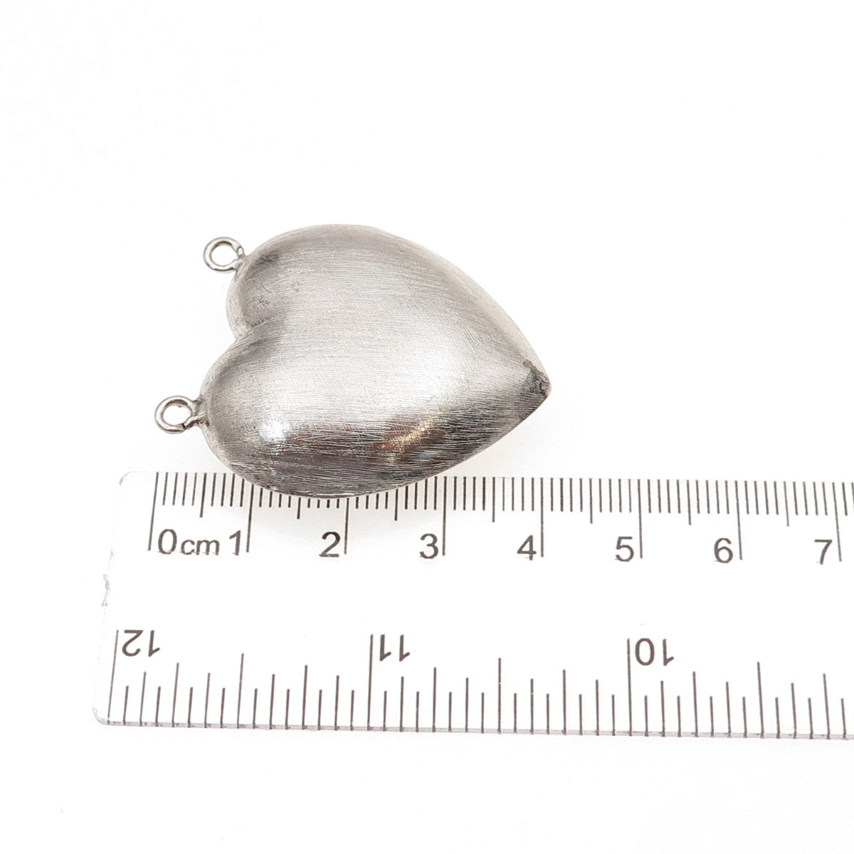 925 Sterling Silver Vintage Puffy Brushed Heart Centerpiece Pendant