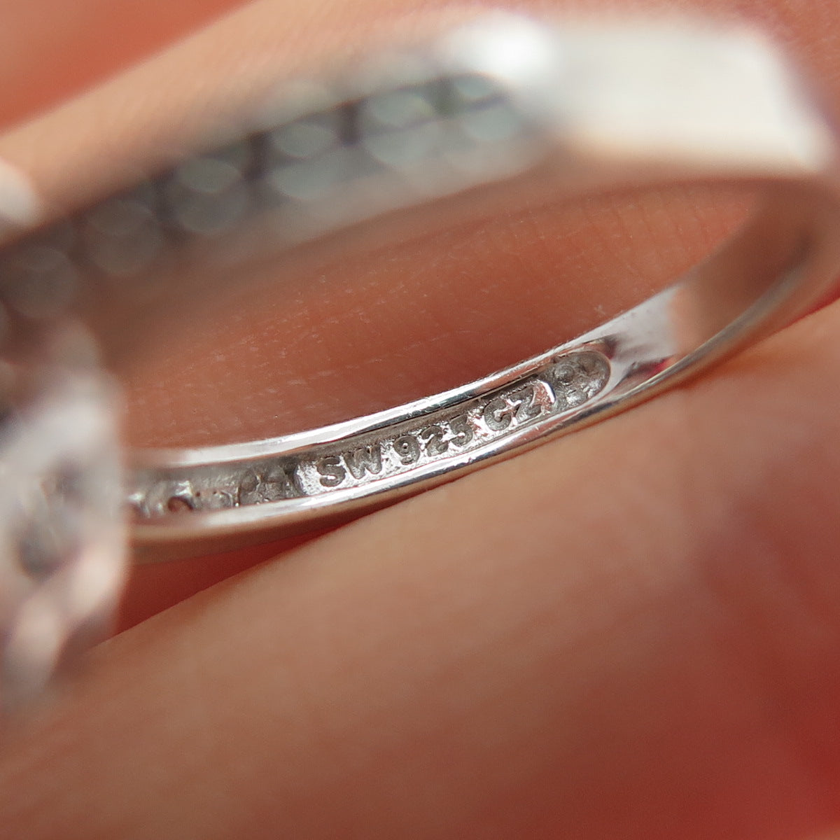 925 Sterling Silver Blue & White C Z Ring Size 5.25
