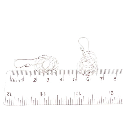 925 Sterling Silver Interlocked Circle Dangle Earrings