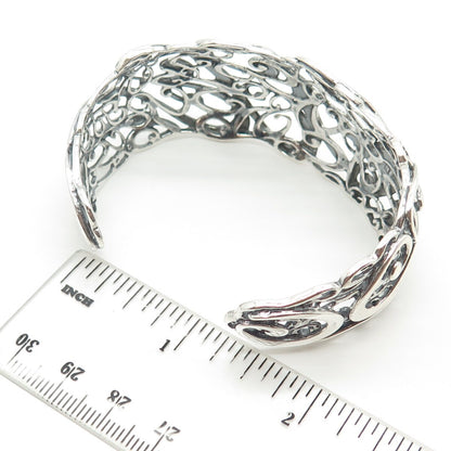 925 Sterling Silver Vintage CAROLYN POLLACK Swirl Adjustable Cuff Bracelet 6.25"