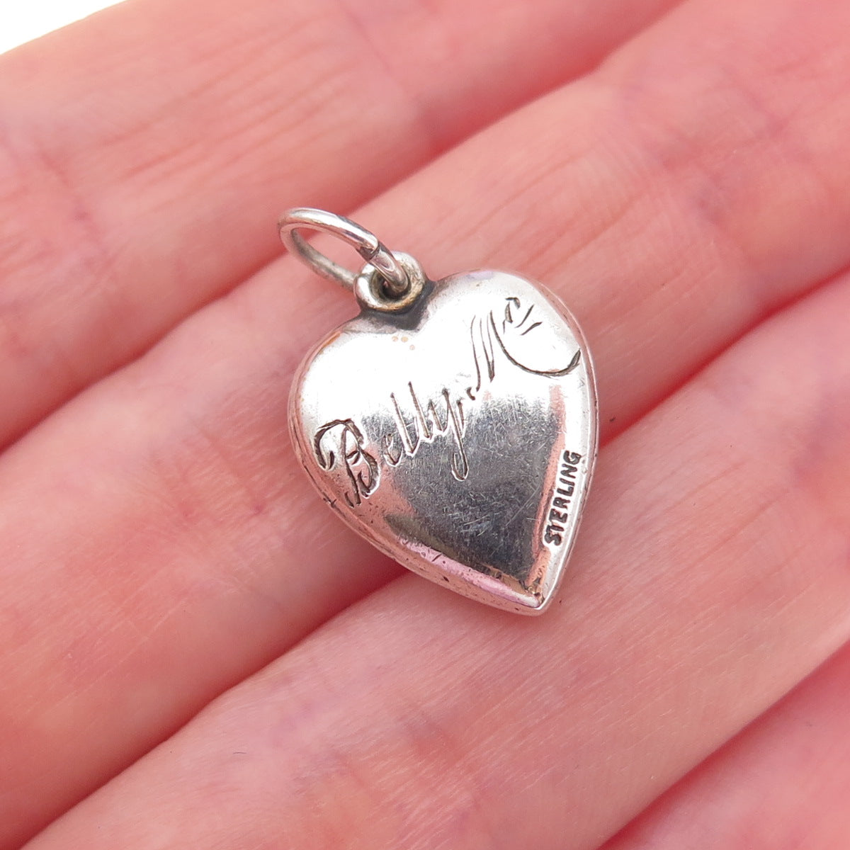 925 Sterling Antique Art Deco Your Heart for Keeps Chatelaine Charm Pendant