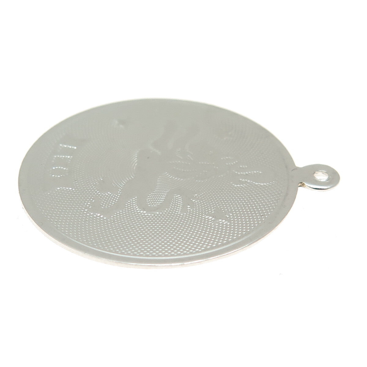 925 Sterling Silver Vintage Leo Zodiac Sign Round Pendant