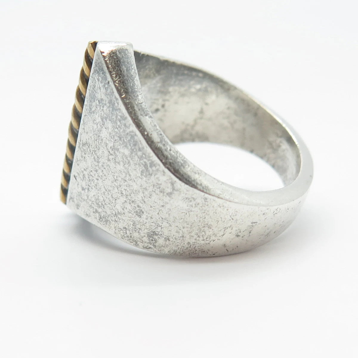 925 Sterling Silver 2-Tone Vintage Mexico Twisted Signet Ring Size 7.75