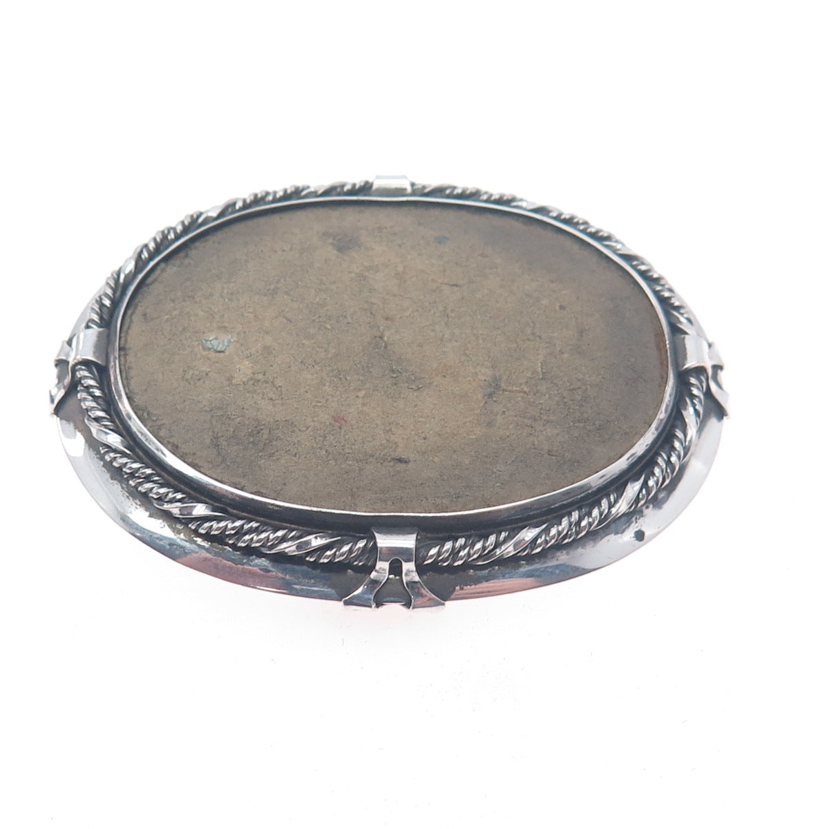 925 Sterling Silver Vintage England Picture Frame Oxidized Pin Brooch
