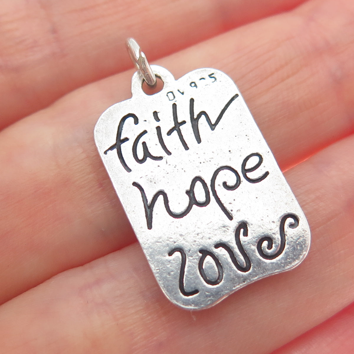 DV Dawn Vertrees Sterling Silver Vintage Fleur de Lis Faith Hope Love Pendant