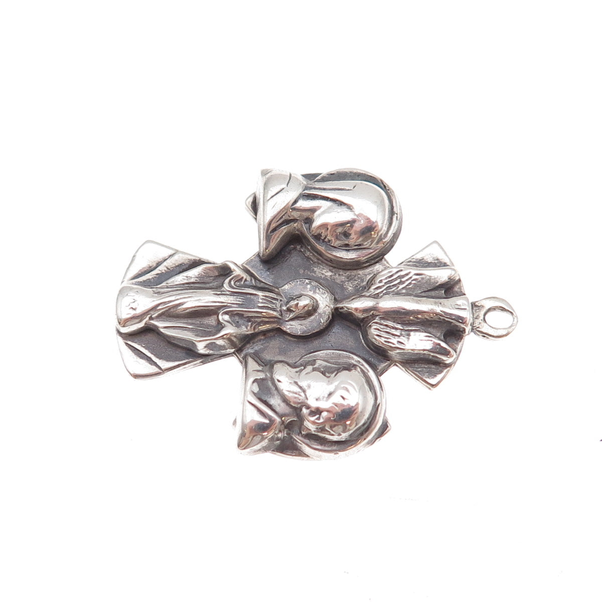Catamore 925 Sterling Silver Antique Art Deco St. Joseph 4-Way Cross Pendant
