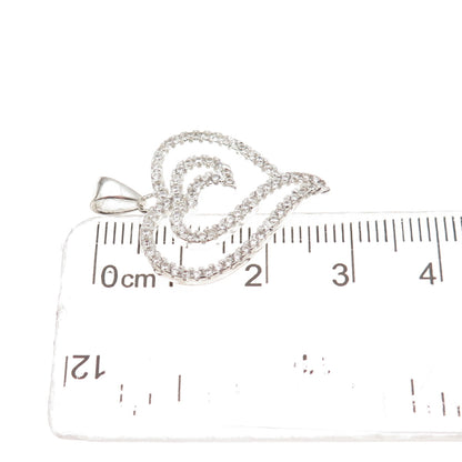 925 Sterling Silver Round-Cut C Z Heart Charm Pendant