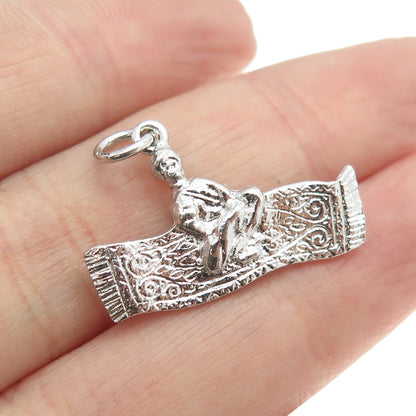 925 Sterling Silver Vintage Aladdin Magic Carpet Charm Pendant