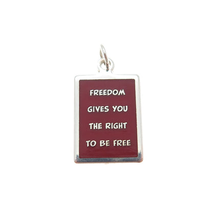 925 Sterling Enamel Freedom Gives You The Right To Be Free Minimalist Pendant