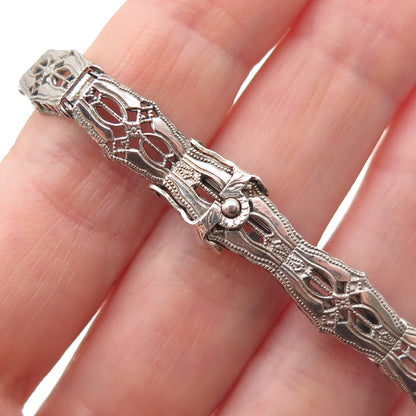 Esemco Sterling Silver Antique Rhinestone Filigree Bracelet 6.75" (broken link)