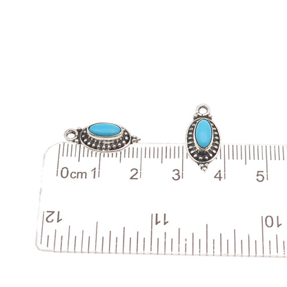 925 Sterling Silver Vintage Real Sleeping Beauty Turquoise Jacket Earrings