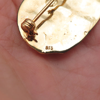 835 Silver Gold Plated Vintage Ancient-Style Storyteller Pin Brooch