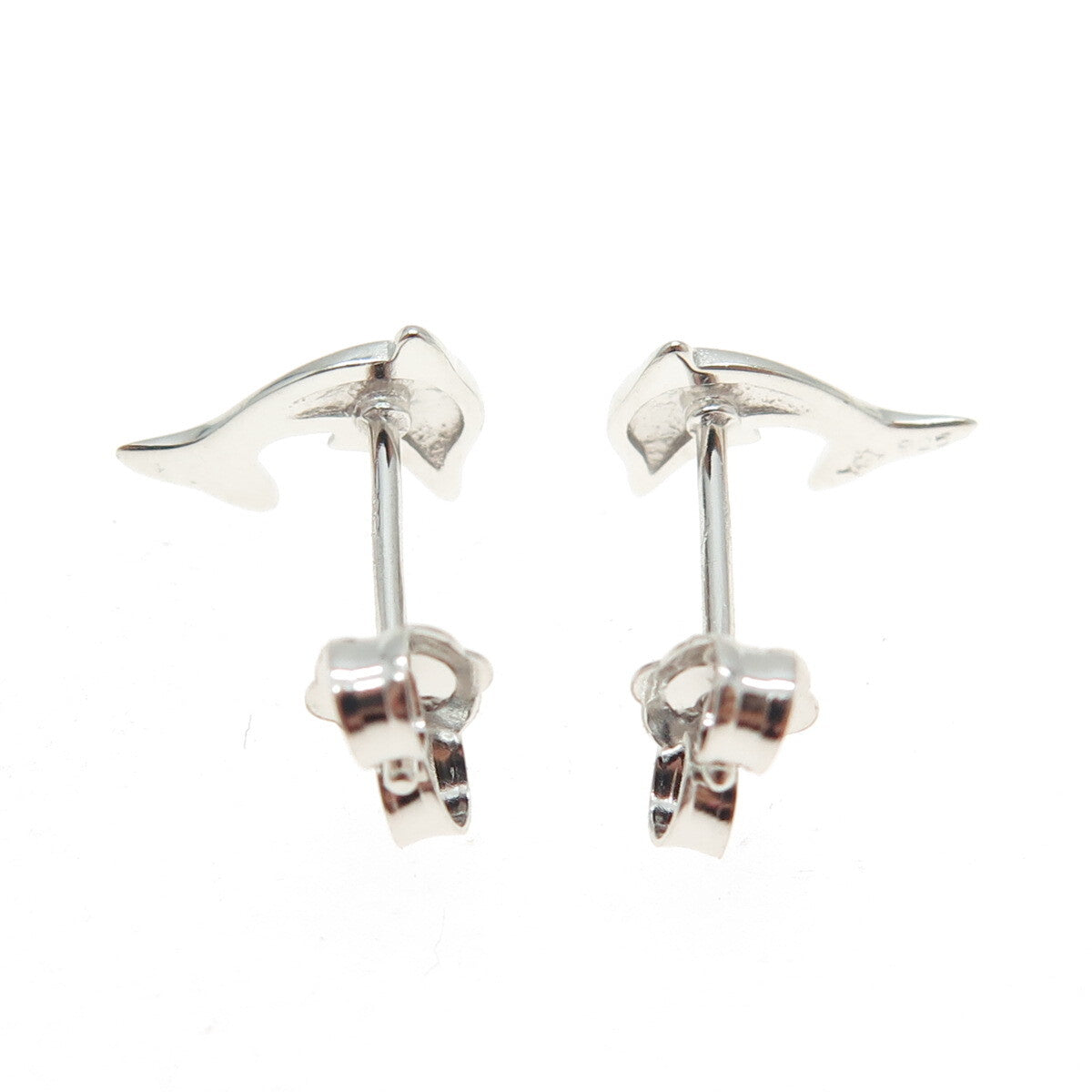 925 Sterling Silver Friendly Dolphin Stud Earrings