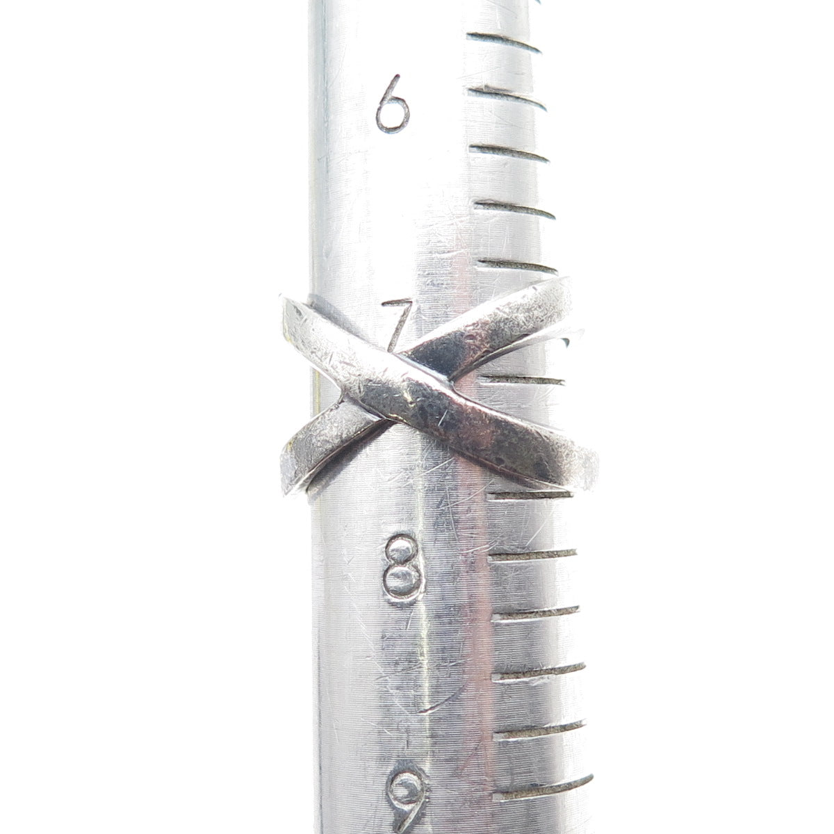 CHAPAL ZENRAY 925 Sterling Silver Vintage Crisscross Oxidized Ring Size 7.5