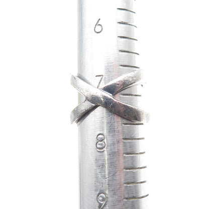 CHAPAL ZENRAY 925 Sterling Silver Vintage Crisscross Oxidized Ring Size 7.5