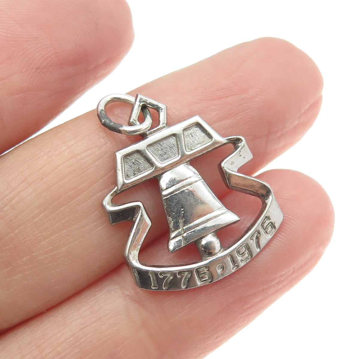 925 Sterling Silver Vintage 1776-1976 Bell Pendant