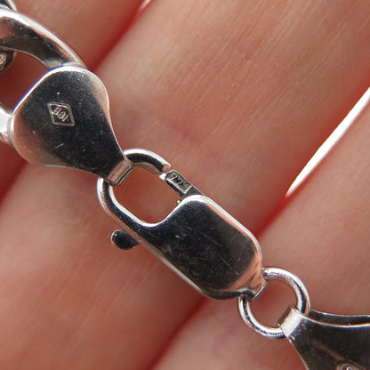 925 Sterling Silver Vintage Italy Curb Link Bracelet 8.75"